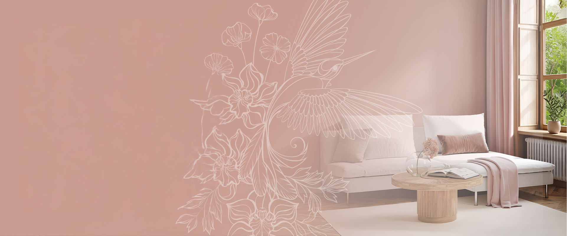 Calliope pink wall and hummingbird