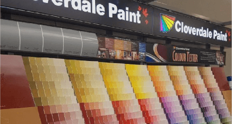 Cloverdale paint colour chips display