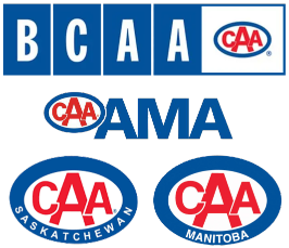 BCAA, AMA, CAA Saskatchewan and CAA Manitoba logos