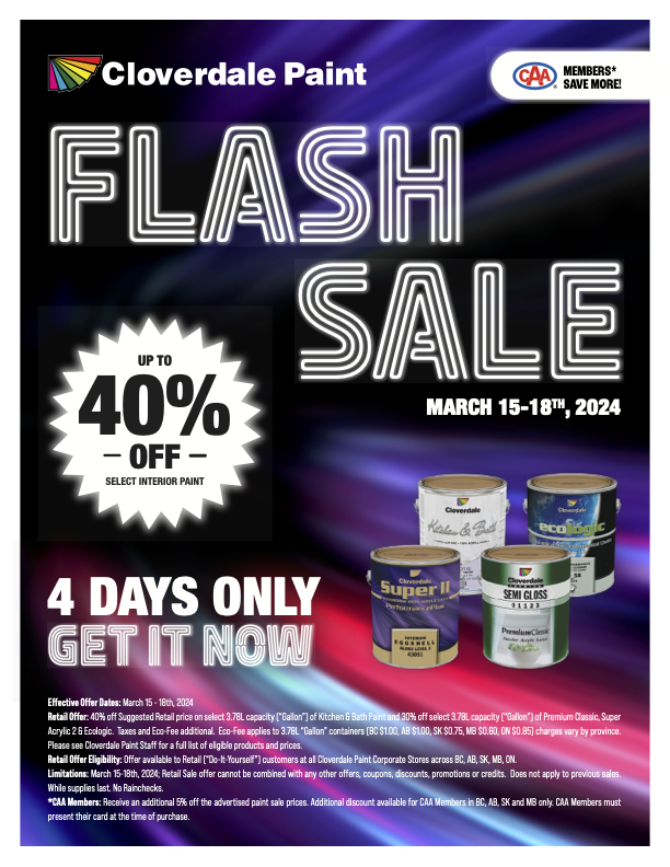 Interior and Exterior Paint Promotions and Sales Cloverdale Paint